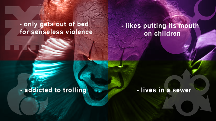 - only gets out of bed for senseless violence - likes putting its mouth on children addicted to trolling - lives in a sewer