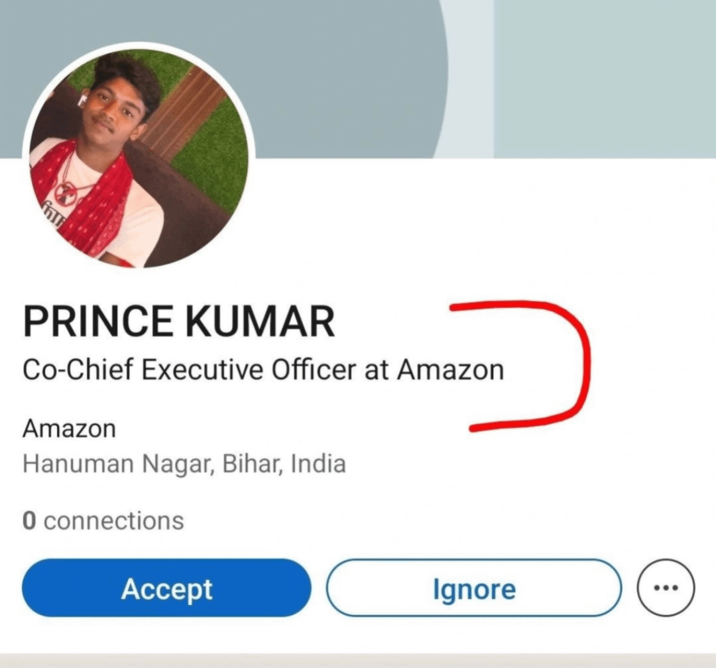 PRINCE KUMAR Co-Chief Executive Officer at Amazon Amazon Hanuman Nagar, Bihar, India O connections Accept Ignore