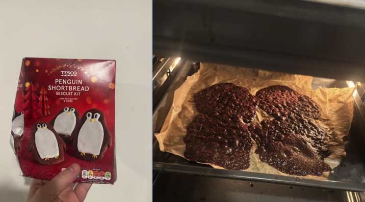 READ KIT TESCO PENGUIN SHORTBREAD BISCUIT KIT JUST ADD BUTTER & WATER 0.11g of the reference intake Typical values per 100g Energy 1752kJ/kcal