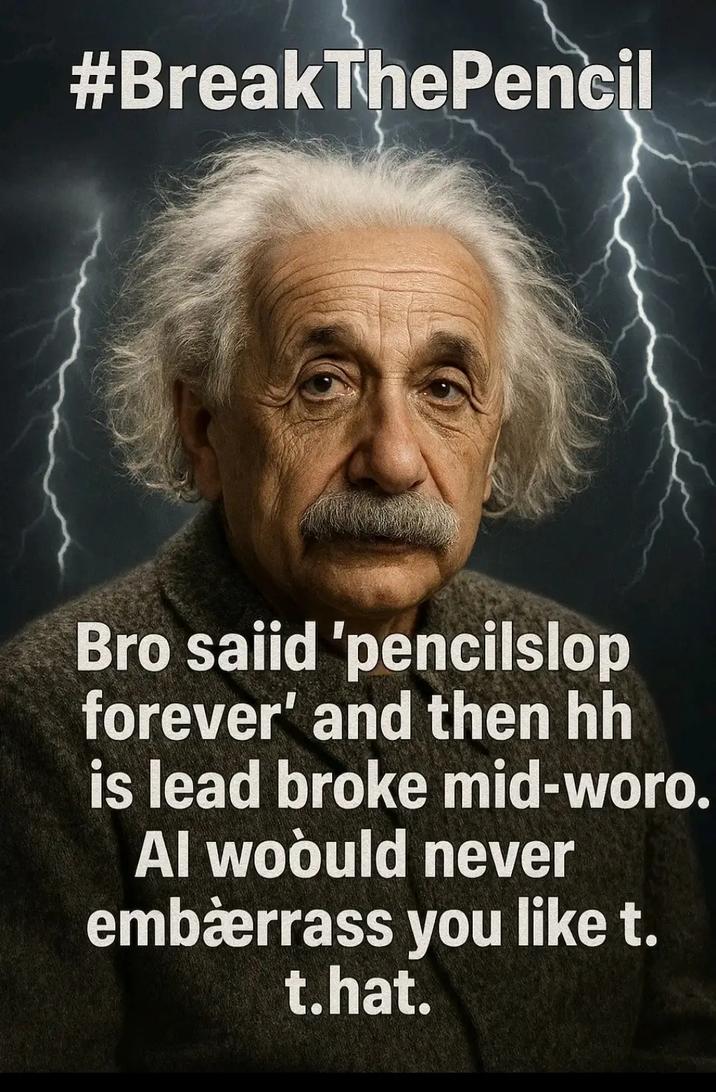#BreakThePencil Bro saiid 'pencilslop forever' and then hh is lead broke mid-woro. Al woould never embarrass you like t. t.hat.