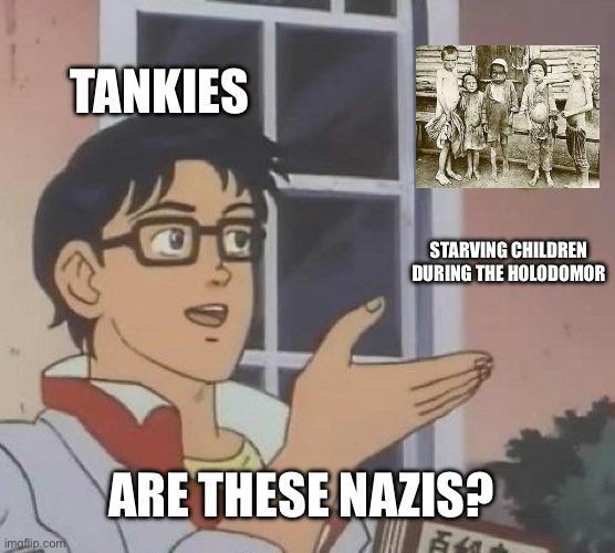 TANKIES STARVING CHILDREN DURING THE HOLODOMOR imaflip.com ARE THESE NAZIS? 百