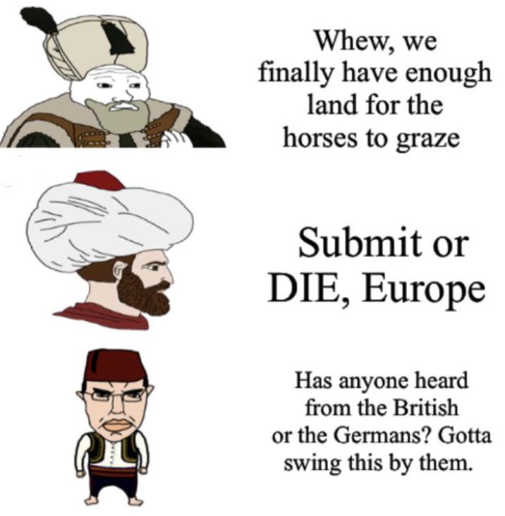 Whew, we finally have enough land for the horses to graze Submit or DIE, Europe Has anyone heard from the British or the Germans? Gotta swing this by them. I