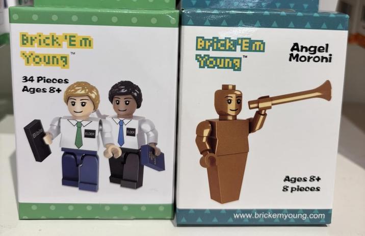 Brick 'Em Young 34 Pieces Ages 8+ TM Brick'Em Young Bible ELDER ELDER TM Angel Moroni Ages 8+ 8 pieces www.brickemyoung.com