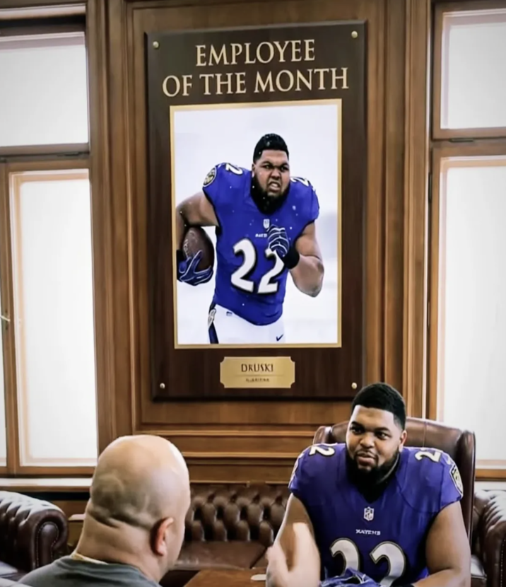 A "meme":https://knowyourmeme.com/memes/memes using the Druski Ravens "AI image":https://knowyourmeme.com/memes/cultures/ai-art, showing internet comedian "Druski":https://knowyourmeme.com/memes/people/druski as Baltimore Ravens running back Derrick Henry.