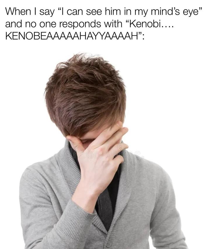 When I say "I can see him in my mind's eye" and no one responds with "Kenobi.... KENOBEAAAAAHAYYAAAAH":
