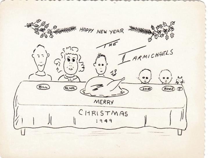 BILL ALMA HAPPY NEW YEAR HE JP I ARMIL ARMICHAELS MERRY CHRISTMAS 1949 DOUG BRUCE
