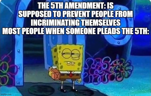 THE 5TH AMENDMENT: IS SUPPOSED TO PREVENT PEOPLE FROM INCRIMINATING THEMSELVES MOST PEOPLE WHEN SOMEONE PLEADS THE 5TH: imgflip.com