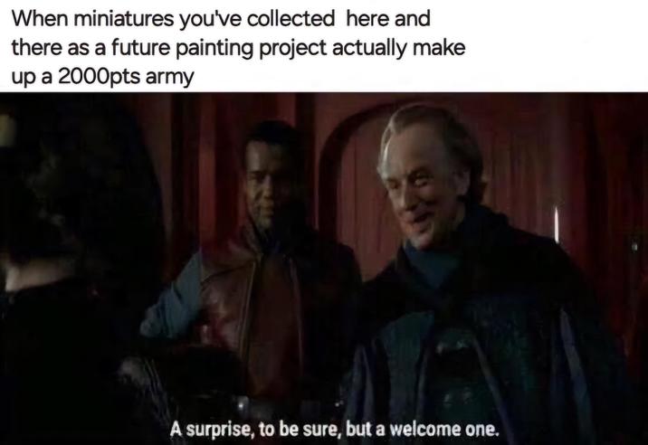 When miniatures you've collected here and there as a future painting project actually make up a 2000pts army A surprise, to be sure, but a welcome one.