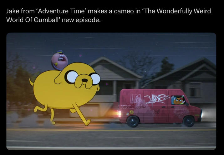 Jake from 'Adventure Time' makes a cameo in 'The Wonderfully Weird World Of Gumball' new episode.