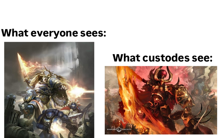 What everyone sees: What custodes see: WARHAMMER COMMUNITY