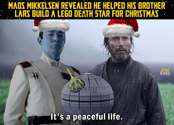MADS MIKKELSEN REVEALED HE HELPED HIS BROTHER LARS BUILD A LEGO DEATH STAR FOR CHRISTMAS It's a peaceful life. HG
