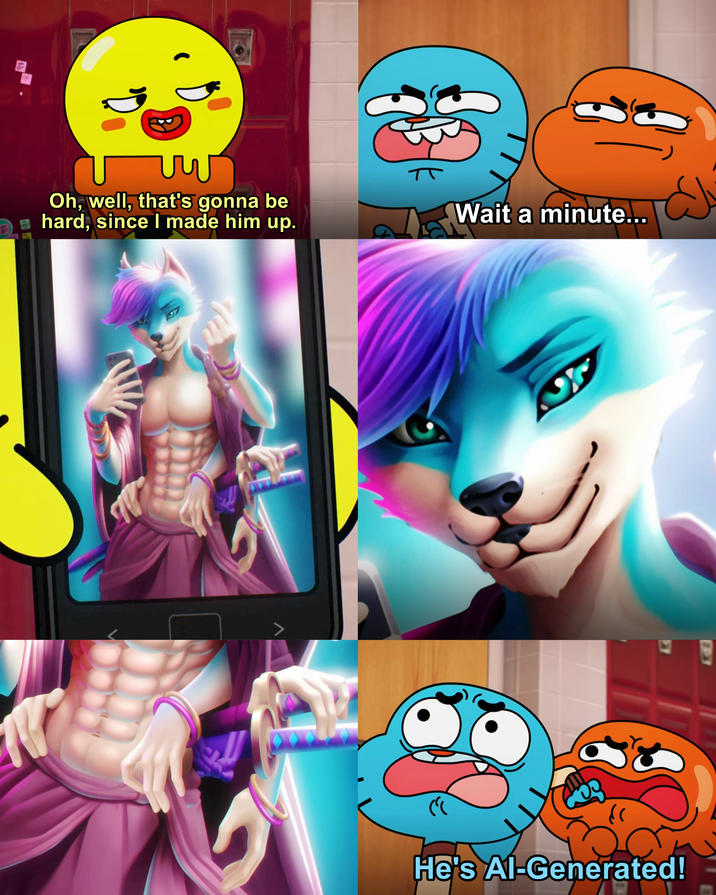 8 Ie Մ Oh, well, that's gonna be hard, since I made him up. π Wait a minute... " 35 हर He's Al-Generated!