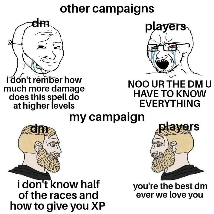dm other campaigns players i don't rember how much more damage does this spell do at higher levels dm NOO UR THE DM U HAVE TO KNOW EVERYTHING my campaign players i don't know half of the races and how to give you XP you're the best dm ever we love you