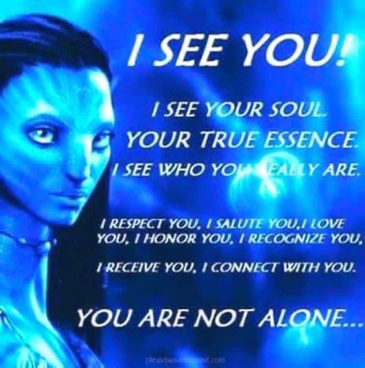 I SEE YOU! I SEE YOUR SOUL YOUR TRUE ESSENCE I SEE WHO YOU EALLY ARE. I RESPECT YOU, I SALUTE YOU,I LOVE YOU, I HONOR YOU, I RECOGNIZE YOU, I RECEIVE YOU, I CONNECT WITH YOU. YOU ARE NOT ALONE... plesedict.com