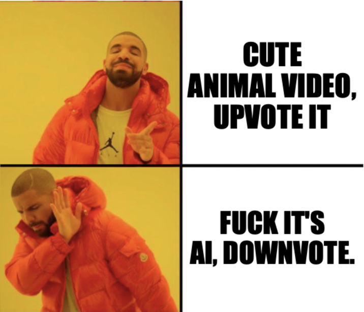 CUTE ANIMAL VIDEO. UPVOTE IT F--- IT'S AI. DOWTITOTE
