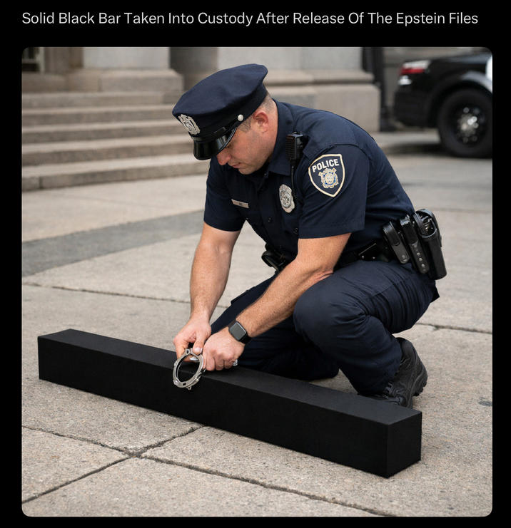 Solid Black Bar Taken Into Custody After Release Of The Epstein Files POLICE