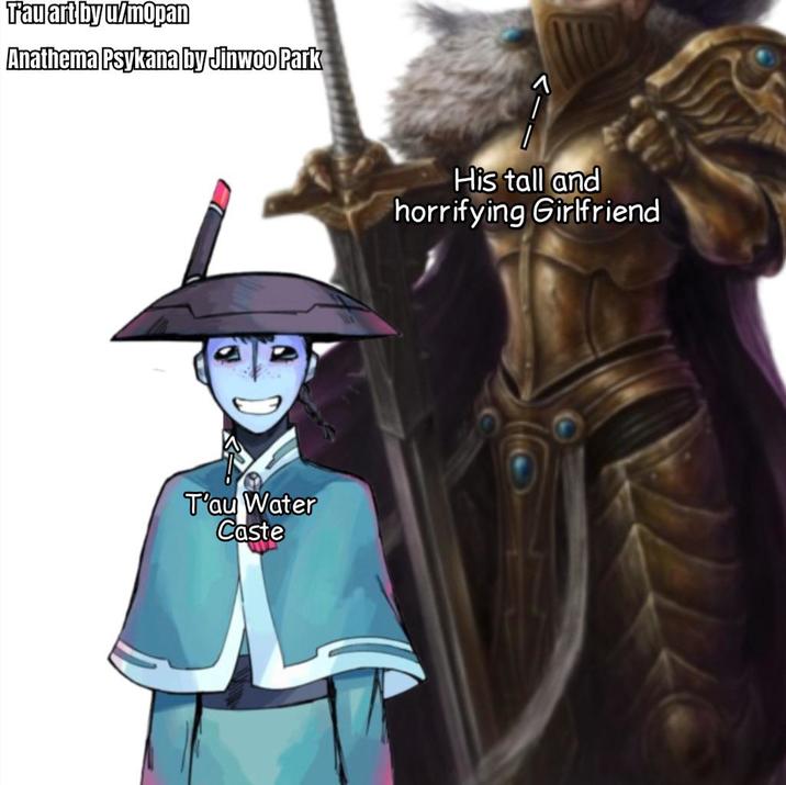 Tau art by u/mopan Anathema Psykana by Jinwoo Park T'au Water Caste His tall and horrifying Girlfriend