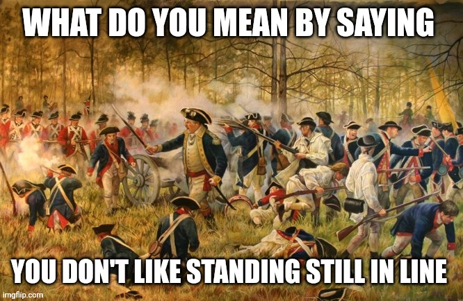 WHAT DO YOU MEAN BY SAYING YOU DON'T LIKE STANDING STILL IN LINE imgflip.com