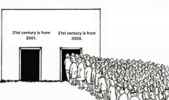 21st century is from 2001. 21st century is from 2000.