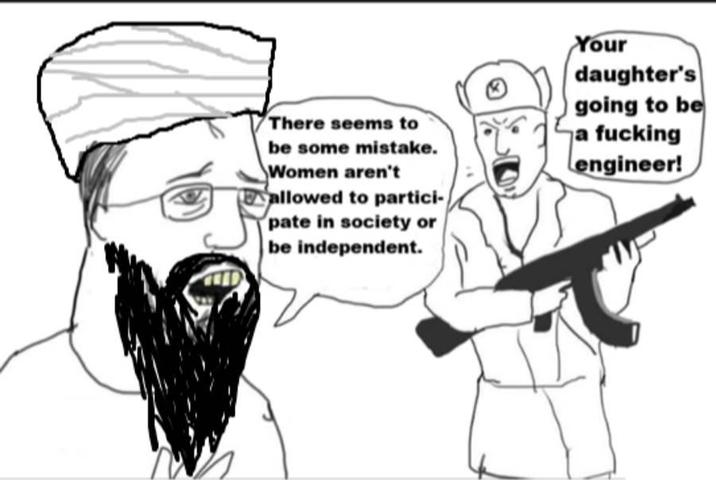 There seems to be some mistake. Women aren't allowed to partici- pate in society or be independent. Your daughter's going to be a f------ engineer!