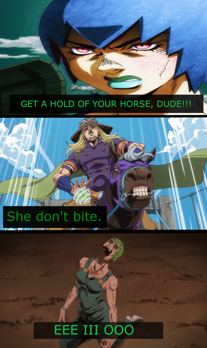 GET A HOLD OF YOUR HORSE, DUDE!!! She don't bite. EEE III OOO