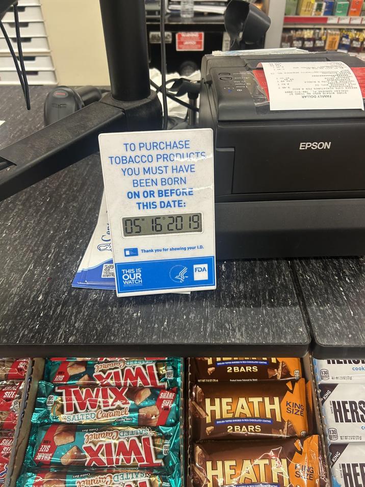 TO PURCHASE TOBACCO PRODUCTS YOU MUST HAVE BEEN BORN ON OR BEFORE THIS DATE: 05 16 20 19 THIS IS OUR WATCH Thank you for showing your I.D. 74 WHS SIZE 100 3715 IML TWIX SALTED Caramel Cook Bars SHARE SHA SIZ ZIS by XIME FDA NET WT 280779 2099034 Sun a 6002-01E-904 H ST1od AIW4 EPSON 2 BARS 21 130 HEATH ENGLISH TOFFEE ENROBED IN RICH CHOCOLATEY COATING 2 BARS KING SIZE KING 1250273 cook 2 HERS 130 C KING KING HEATH HER HUDORED IN RICH CHOCOLATE BOATING SE