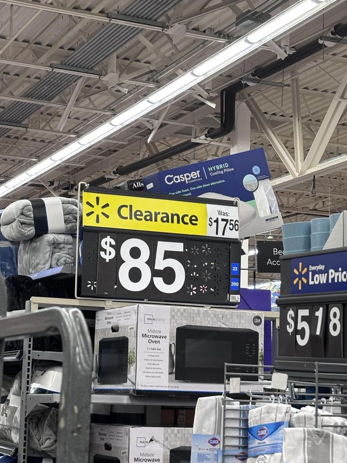 Alls Casper ESSENTIALS HYBRID Cooling Pillow One side foam. One side down alternative. und. Clearance $85 Mopaave Oven MAINSTAYS Midsize Microwave Oven 1.1 Cubic feet Was: $1756 23 200 200 1YEAR Be Acc Everyday Low Pric $518 Ok 30 Sund noch Kenda அ.பி Mat Oven CLOROX MAIN AYS Midsize Microwave CLUNG CLOROX 24