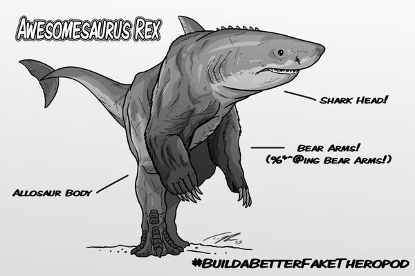 AWESOMESAURUS REX ALLOSAUR BODY SHARK HEAD! BEAR ARMS! (%**@ING BEAR ARMS!) *BUILDABETTERFAKETHEROPOD