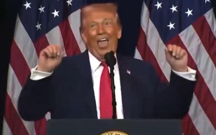 An image of Trump doing what appears to be an ahegao face.
