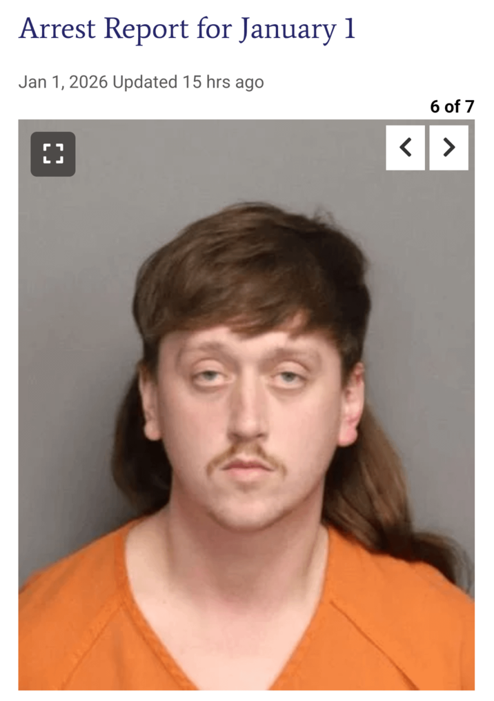 Arrest Report for January 1 Jan 1, 2026 Updated 15 hrs ago < 6 of 7 LJ