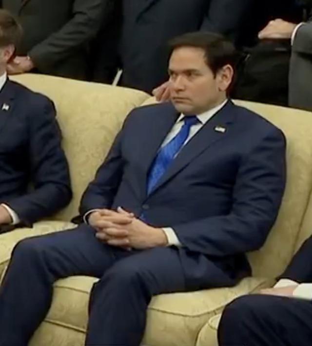 Secretary of State Rubio looking uncomfortable during the Trump, Vance, and Zelenskyy spat.