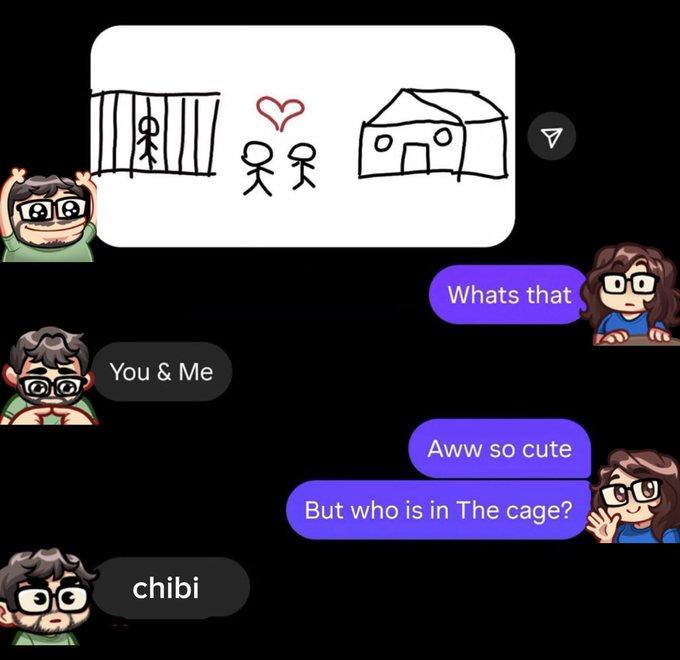You & Me 00 chibi V Whats that Aww so cute But who is in The cage?