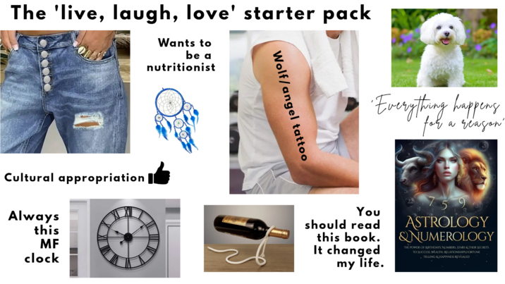 The 'live, laugh, love' starter pack Wants to be a nutritionist Cultural appropriation || Always this MF clock Wolf/angel tattoo •Everything happeng for a reason' You should read this book. It changed my life. 759 ASTROLOGY & NUMEROLOGY THE POWER OF BIRTHDAYS. NUMBERS, STARS & THEIR SECRETS TO SUCCESS, WEALTH, RELATIONSHIPS.FORTUNE . TELLING & HAPPINESS REVEALED