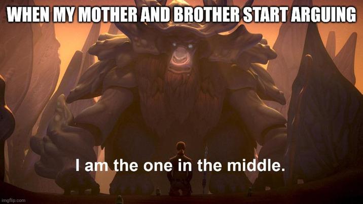 WHEN MY MOTHER AND BROTHER START ARGUING imgflip.com I am the one in the middle.