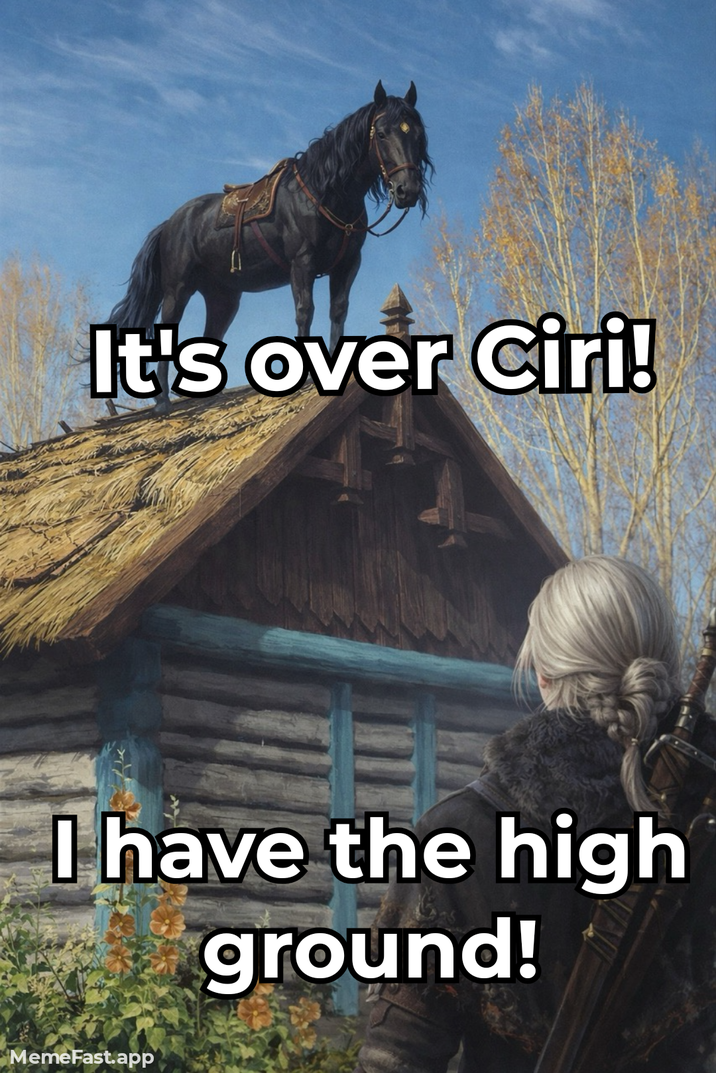 It's over Ciri! I have the high ground! MemeFast.app