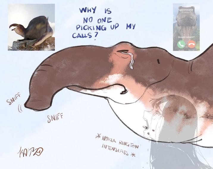 SNIFF KARO SNIFF WHY IS NO ONE PICKING UP MY CALLS? NOKIA RINGTON INTENSIFIES * Spinosaurus Is calling... Should I answer? Accept Decline