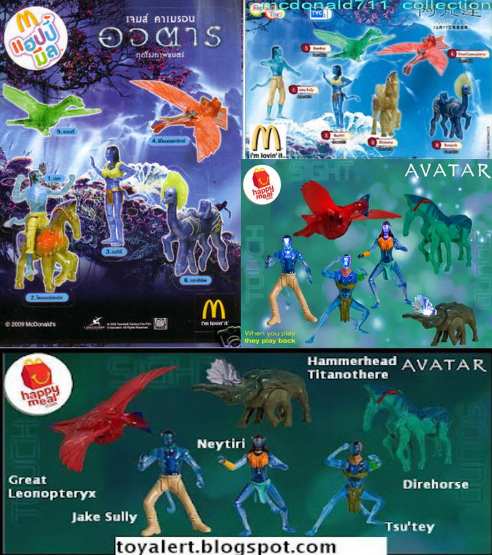 M แฮปปี้ มีล 2.stants © 2009 McDonald's happy meal UCH Great 5.d 3. เจมส์ คาเมรอน อวตาร ทุกโรงภาพยนตร 6. M Gmacdonald 711 collection AWA 12170ER m i'm lovin' it. SIGHT happy meal TOUCH Pre pel AVATAR I'm lovin' it' When you play they play back Hammerhead AVATAR Titanothere Neytiri Direhorse Leonopteryx Jake Sully toyalert.blogspot.com Tsu'tey