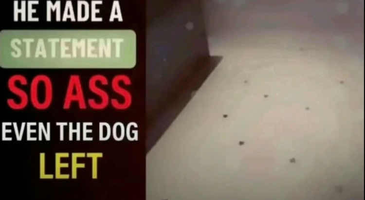 HE MADE A STATEMENT SO ASS EVEN THE DOG LEFT