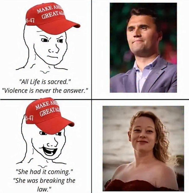 6-47 MAKE A GREAT AC "All Life is sacred." "Violence is never the answer." 6-47 MAKE A GREAT AG "She had it coming." "She was breaking the law."