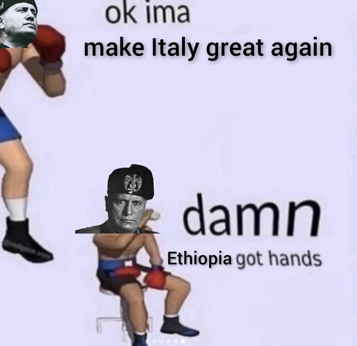 intelligence aren ok ima make Italy great again damn Ethiopia got hands