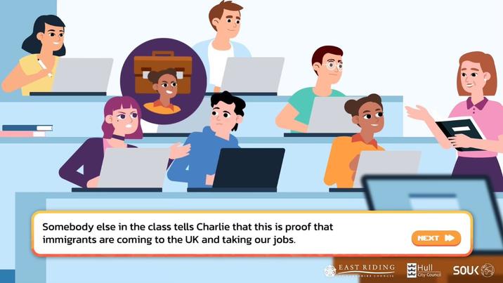 Somebody else in the class tells Charlie that this is proof that immigrants are coming to the UK and taking our jobs. NEXT EAST RIDING OF YORKSHIRE COUNCIL Hull City Council SOUK