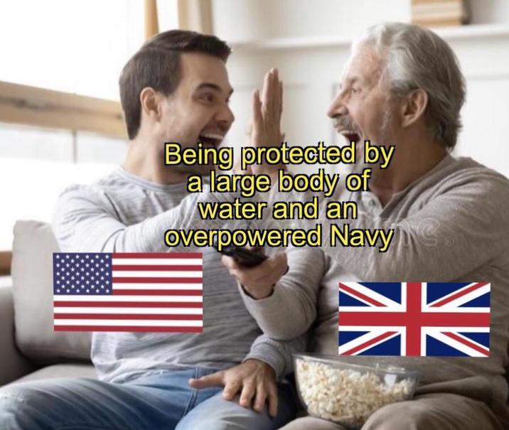 Being protected by a large body of water and an overpowered Navy K NV