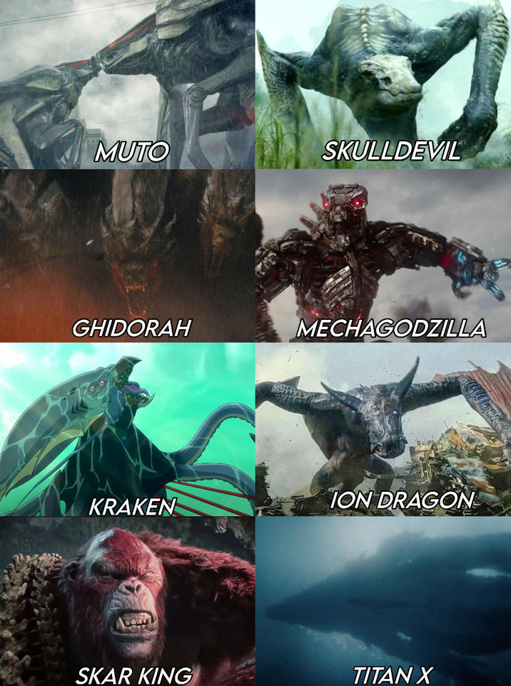 MUTO SKULLDEVIL GHIDORAH MECHAGODZILLA KRAKEN ION DRAGON SKAR KING TITAN X