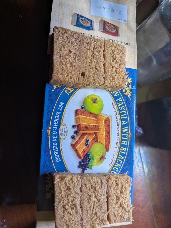 TRY ALL FLAVORS OF BEL MADE FROM BAKED APPLES - NO SUGAR ADDED V PASTILA WITH BLACKCL 06 Best before: 20.12.2026. HANDMADE PREMIUM NET WEIGHT: 6.34 OZ[180G)