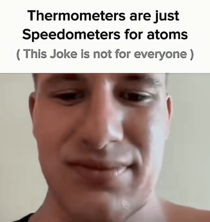 Thermometers are just Speedometers for atoms (This Joke is not for everyone)