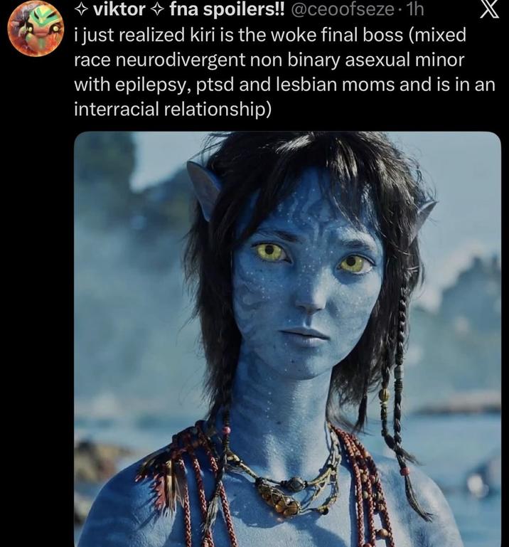 ◇ viktor✩fna spoilers!! @ceoofseze. 1h i just realized kiri is the woke final boss (mixed race neurodivergent non binary asexual minor with epilepsy, ptsd and lesbian moms and is in an interracial relationship)