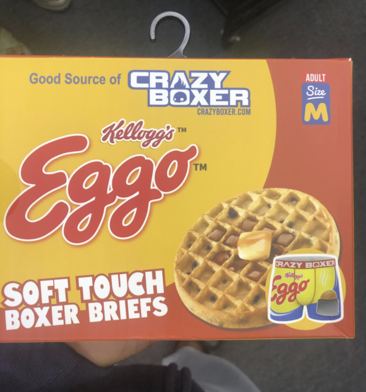C ADULT Size CRAZYBOXER.COM M Good Source of CRAZY BOXER Kellogg's TM Eggo SOFT TOUCH BOXER BRIEFS TM CRAZY BOXER Kellogg's Eggo