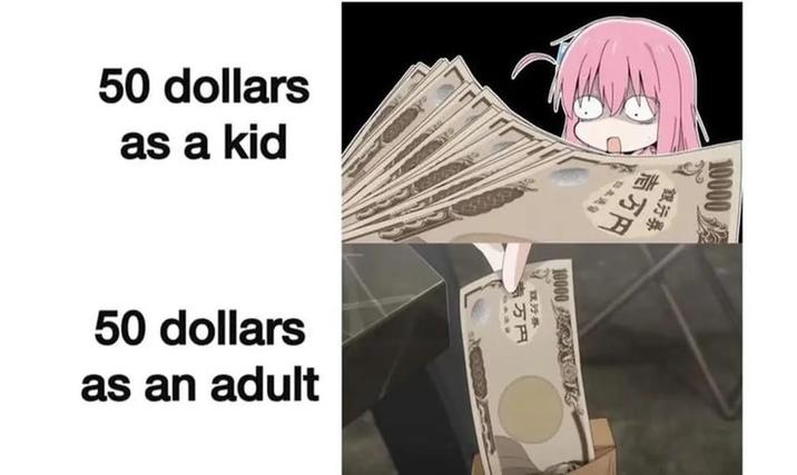 50 dollars as a kid 10000 銀行券 8449 青万円 10000 Z * 1万円 50 dollars as an adult