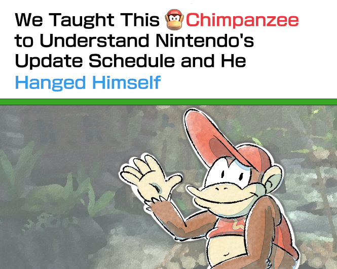 A version of the chimp hanged himself meme. It is about Diddy from Donkey Kong.