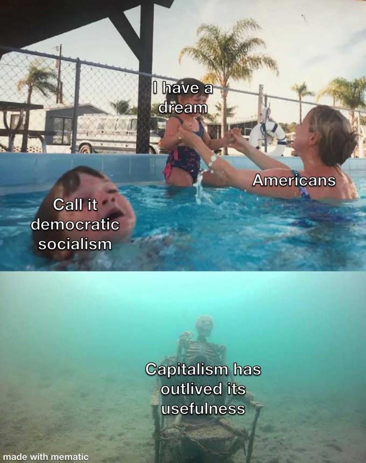 Call it democratic socialism made with mematic I have a dream Americans Capitalism has outlived its usefulness